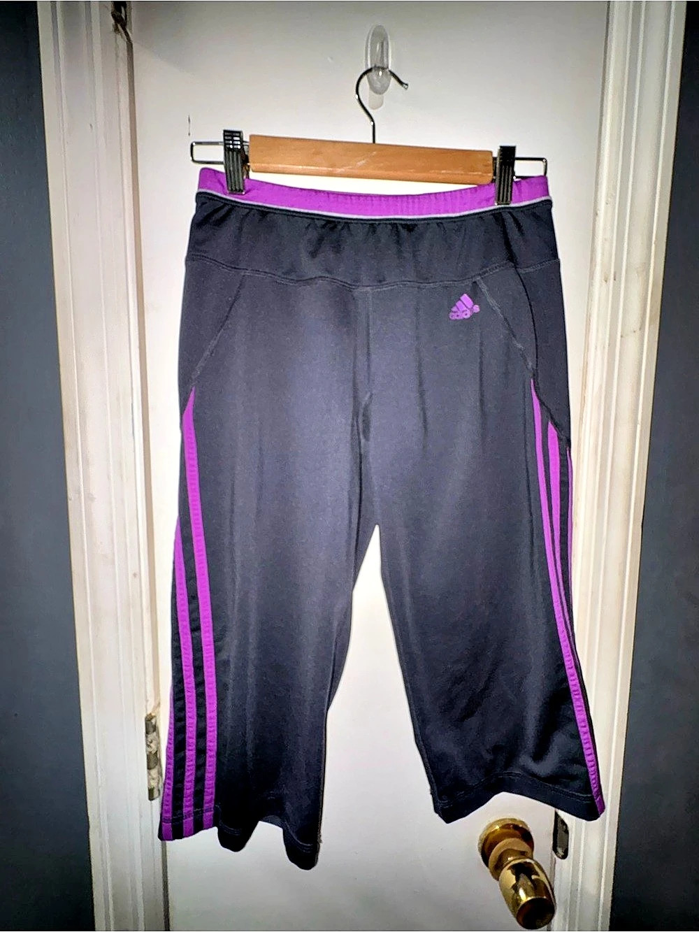 adidas Clima Track Pants Black & Purple Size Small